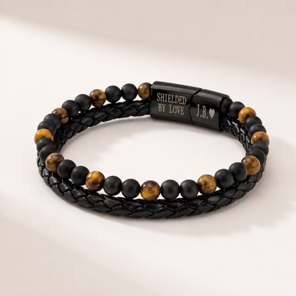 To My Son - Tiger Eye Shield Bracelet