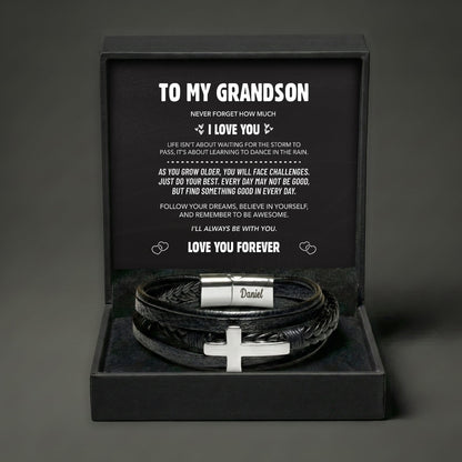 Grandson Guardian Cross Bracelet