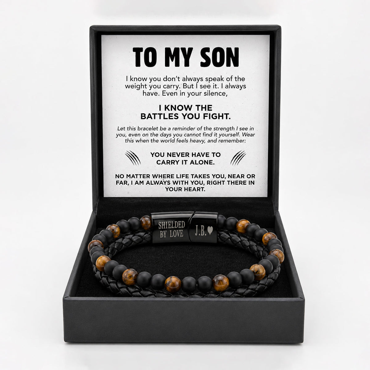 To My Son - Tiger Eye Shield Bracelet