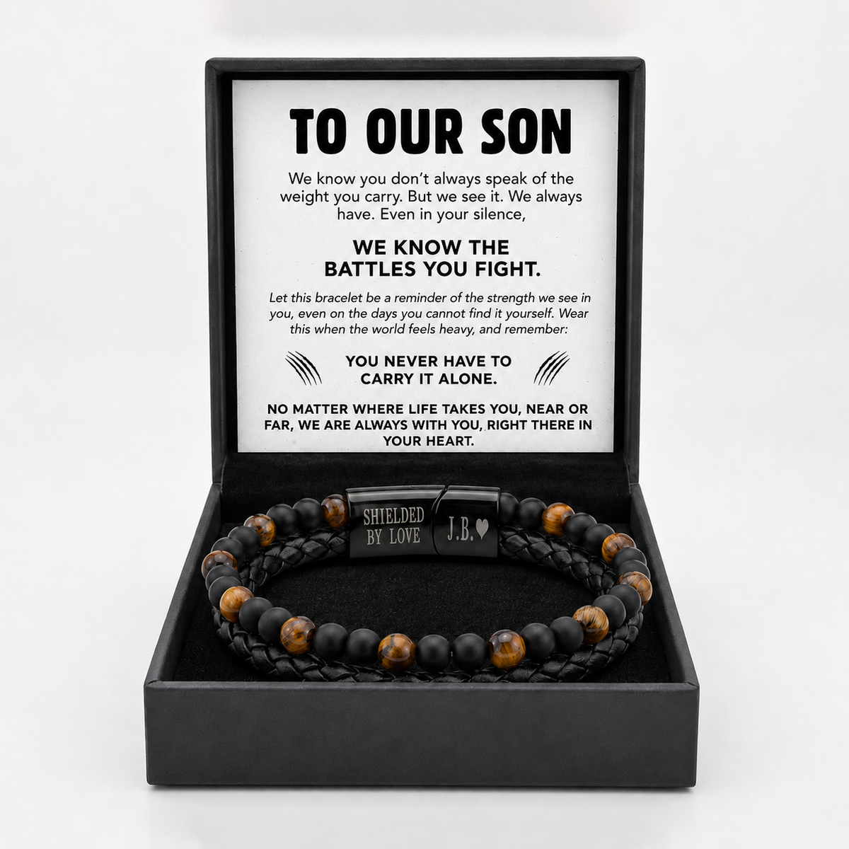 To My Son - Tiger Eye Shield Bracelet
