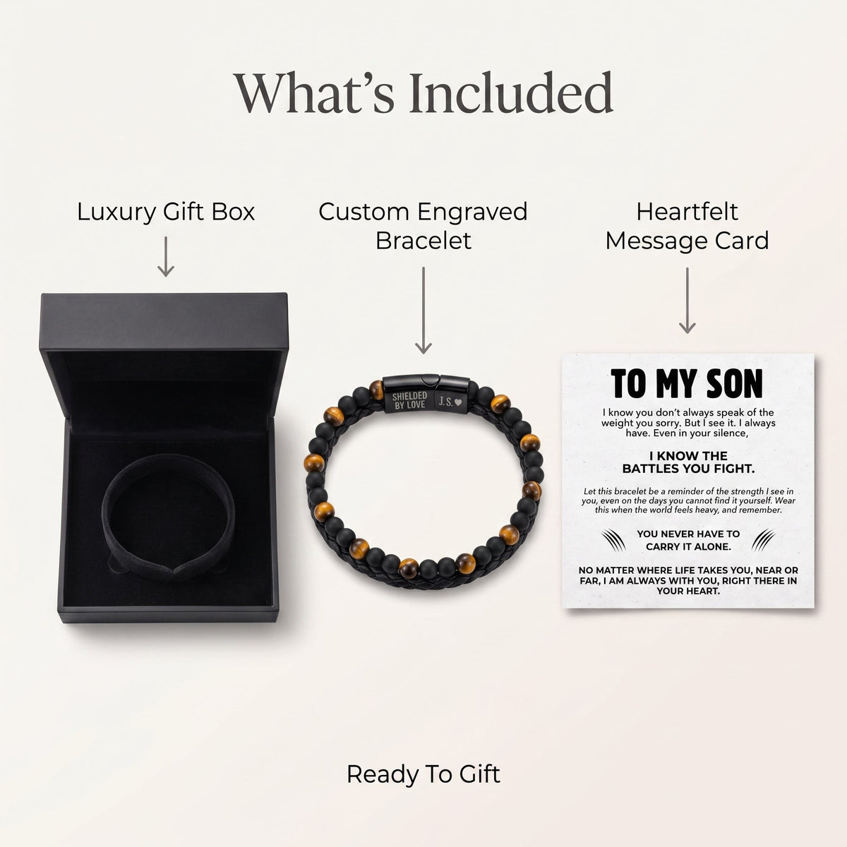 To My Son - Tiger Eye Shield Bracelet